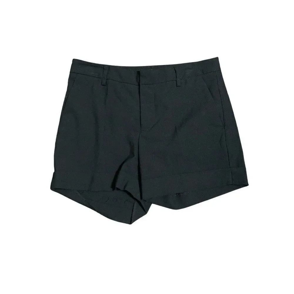 Zara Womens Solid Black Dress Shorts Mid To High Rise Xs